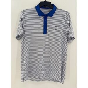 G/FORE Mens Striped Golf Polo Shirt Blue White Short Sleeve Size Large L